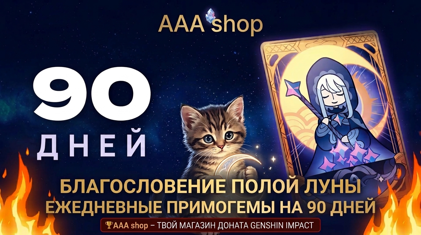 🔥 AAA shop — Благословение полой луны (90 дней / Genshin Impact) 🔥
