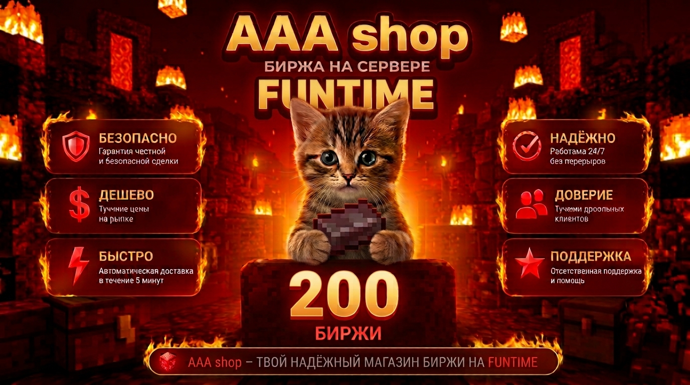 🔥 AAA shop — 200 Биржа баланса FUNTIME 🔥
